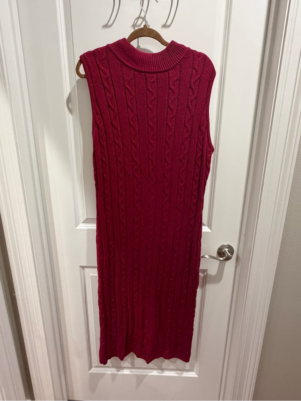 New York & Company Sleeveless Cable-Knit Midi Dress - Raspberry Pink